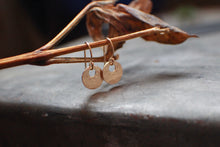 Load image into Gallery viewer, Tiny Gold Coin Earrings, 14k Gold Fill Harbinger of Joy Charms