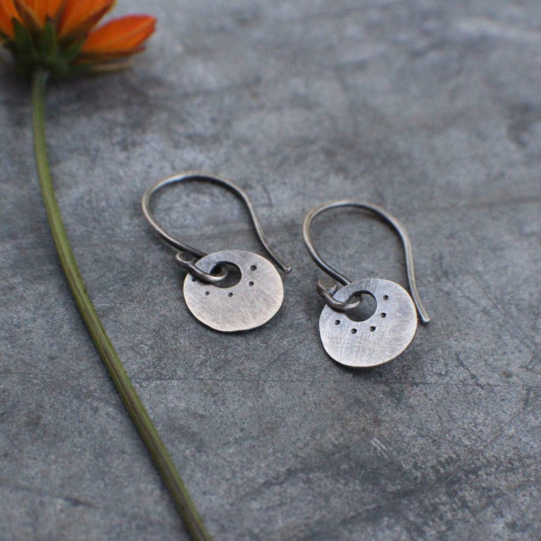Tiny Coin Earrings in Sterling Silver