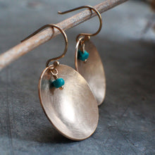 Load image into Gallery viewer, Golden Dip Earrings - 14k Gold Fill Scoops with Turquoise