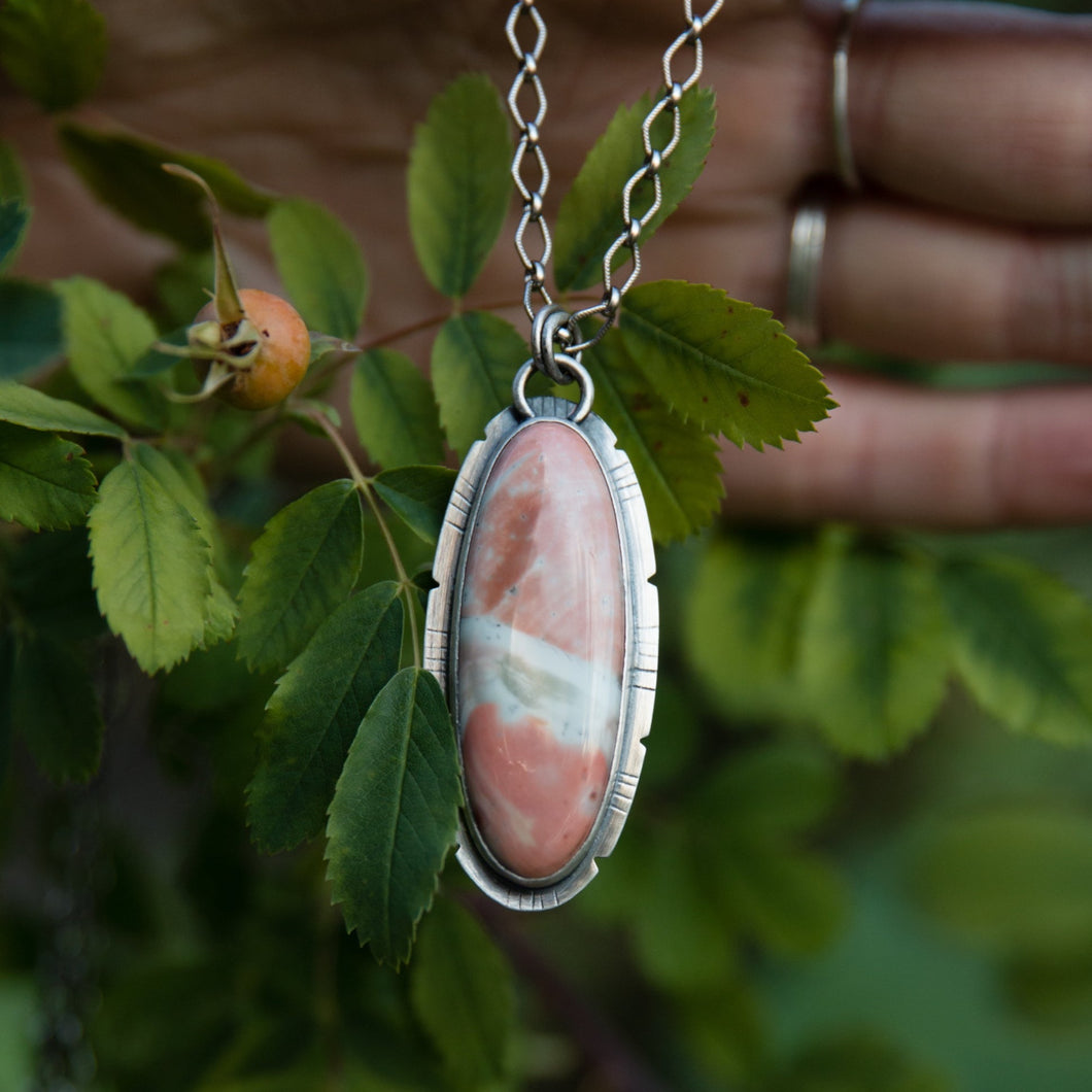 Wild Rose and the Bee:  A Pollinator Pendant Necklace with Willow Creek Jasper