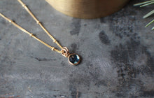 Load image into Gallery viewer, PREORDER - 6mm Rosecut Montana Sapphire Necklace in 14k Gold Fill on Gold Bead Cable Chain
