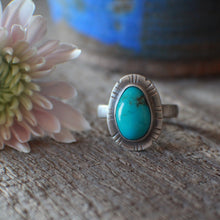 Load image into Gallery viewer, ~ A Turquoise Ring for Turquoise Lovers: Size 7 Sonoran Turquoise organic oval shape - ***AS IS - hairline fracture
