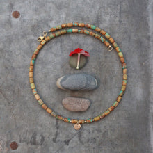 Load image into Gallery viewer, Riverbed Baby: The Big Hole: A Barrel Beaded Necklace in 14k Gold Fill
