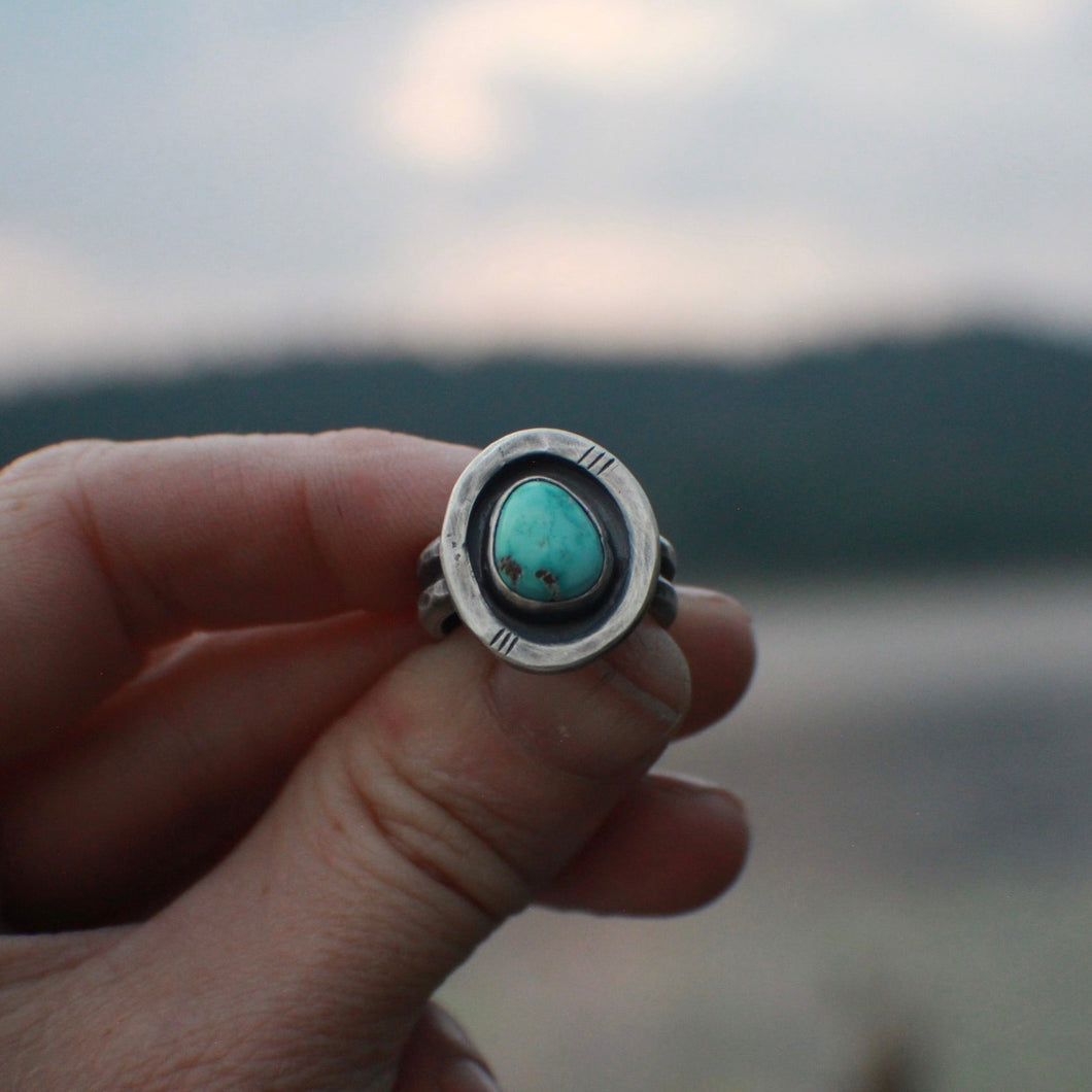 River Keeper Ring: Size 6.5 High Grade Carico Lake Turquoise