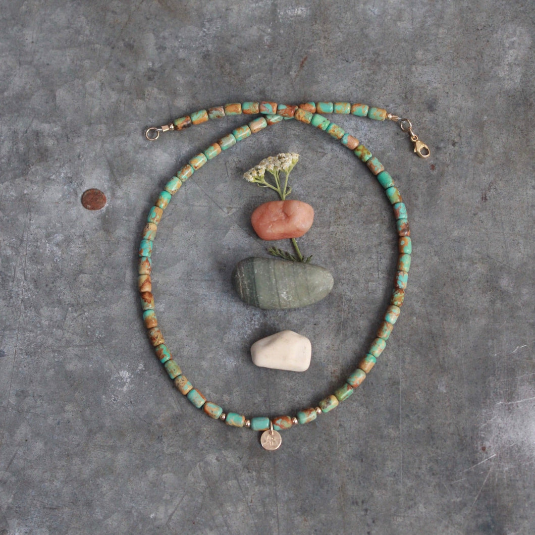 Riverbed Baby: The Madison: A Barrel Beaded Necklace in 14k Gold Fill