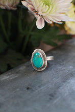 Load image into Gallery viewer, ~ A Turquoise Ring for Turquoise Lovers: Size 7 Sonoran Turquoise organic oval shape - ***AS IS - hairline fracture
