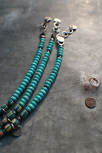 Load image into Gallery viewer, Summer Lovin&#39; Beaded Turquoise Bracelet with Blue &amp; Pink Striped Antique African Beads

