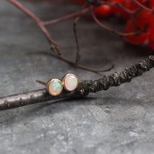 Load image into Gallery viewer, 4mm Teeny Opal Studs in 14k Gold Fill
