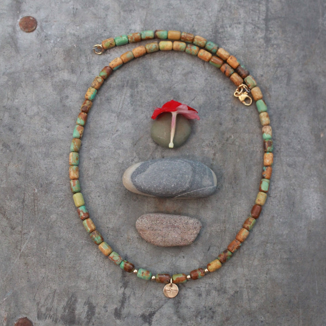 Riverbed Baby: The Blackfoot: A Barrel Beaded Necklace in 14k Gold Fill
