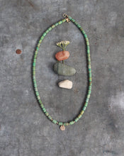 Load image into Gallery viewer, Riverbed Baby: The Green: A Barrel Beaded Necklace in 14k Gold Fill
