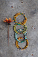 Load image into Gallery viewer, Summer&#39;s Gold Wrap Bracelet with tiny Turquoise - in Mustard Yellow
