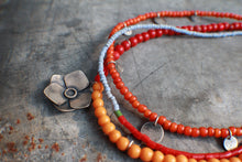 Load image into Gallery viewer, Wildflower Woman Necklace: African Trade Beaded Multi Strand in Oranges!
