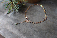 Load image into Gallery viewer, Gold Paperclip Chain Bracelet, 14k Gold Fill and teeny green turquoise
