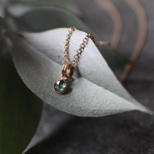 Load image into Gallery viewer, PREORDER - 4mm Rose Cut Montana Sapphire Necklace in 14k Gold Fill on Gold Cable Chain
