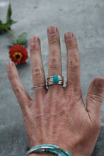 Load image into Gallery viewer, Mixed Metal Fatty Stacks size 9 in Sierra Nevada Turquoise
