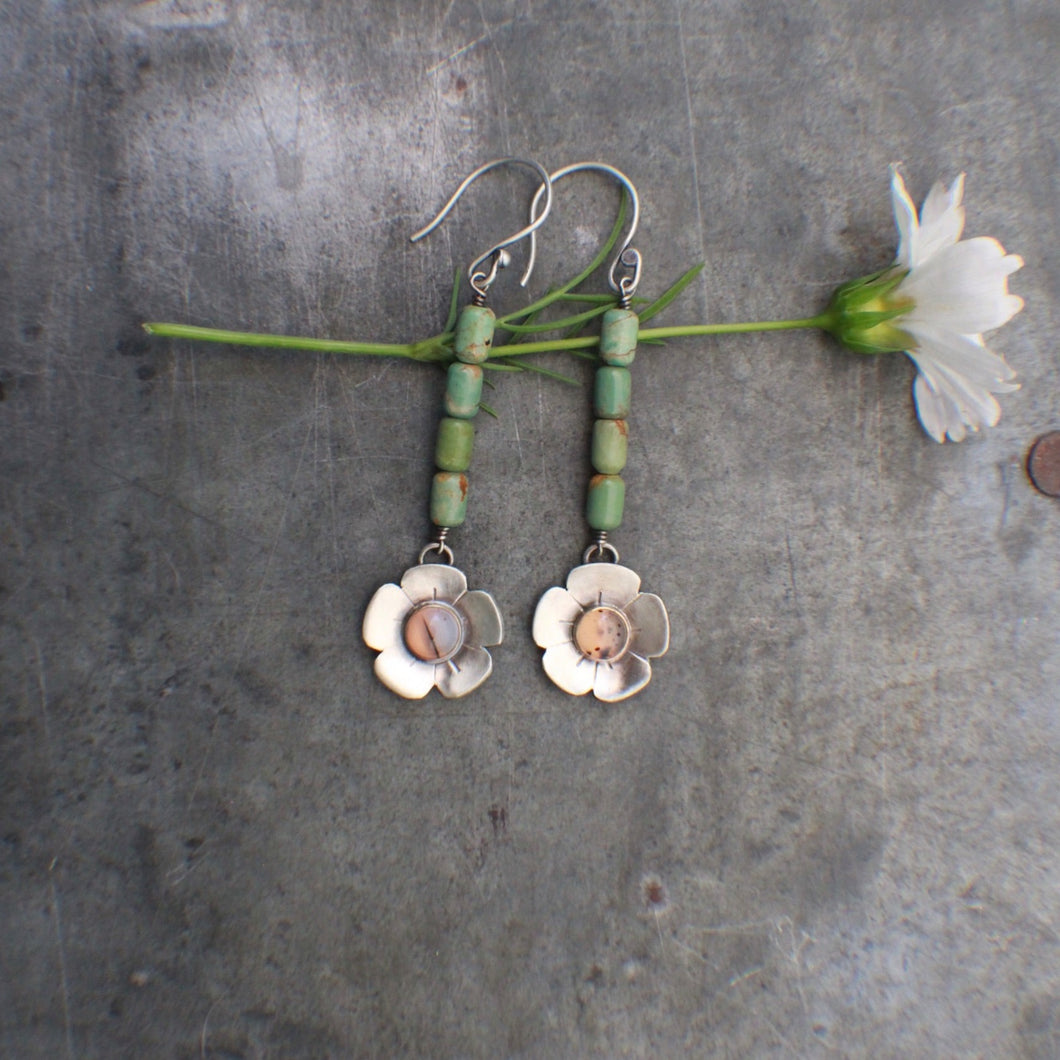 Montana Garden Earrings with Turquoise, Montana Agate, & 14k Gold Fill