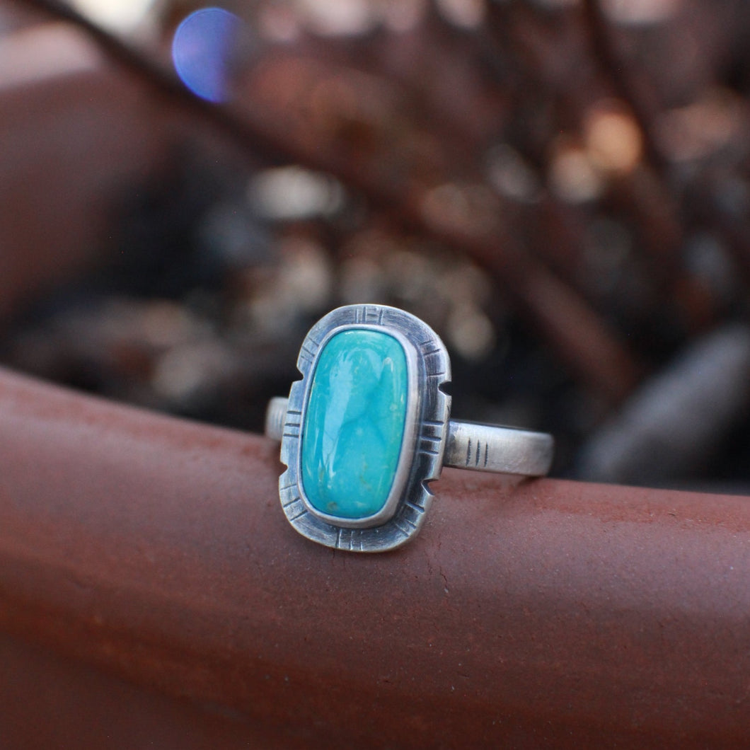 For the Love of Turquoise:  Size 9 Long Rectangle in Natural Sonoran Turquoise