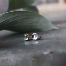 Load image into Gallery viewer, Montana Sapphire 5mm round stud earrings set in 14k Gold Fill
