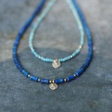 Load image into Gallery viewer, Gold Lumiere Necklace in Lapis Lazuli - 14k Gold Fill - extends 16-18"
