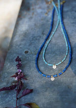 Load image into Gallery viewer, Lumiere Necklace in light blue seed beads - 14k Gold Fill - extends 16-18"
