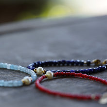 Load image into Gallery viewer, Summer Tides - Light Blue Aquamarine &amp; freshwater pearl bracelet with 14k Gold Fill
