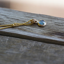 Load image into Gallery viewer, Bright Teal Blue 6mm rose cut Montana Sapphire Necklace in 14k Gold Fill
