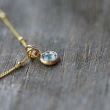Load image into Gallery viewer, Light Blue 6mm rose cut Montana Sapphire Necklace in 14k Gold Fill
