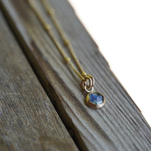 Load image into Gallery viewer, Brightest Blue 6mm rose cut Montana Sapphire Necklace in 14k Gold Fill
