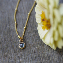 Load image into Gallery viewer, Bright Teal Blue 6mm rose cut Montana Sapphire Necklace in 14k Gold Fill
