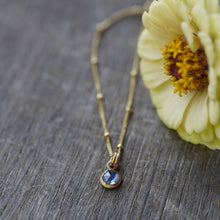 Load image into Gallery viewer, Brightest Blue 6mm rose cut Montana Sapphire Necklace in 14k Gold Fill
