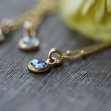 Load image into Gallery viewer, Brightest Blue 6mm rose cut Montana Sapphire Necklace in 14k Gold Fill
