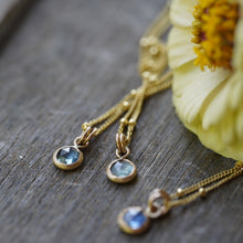 Load image into Gallery viewer, Bright Teal Blue 6mm rose cut Montana Sapphire Necklace in 14k Gold Fill
