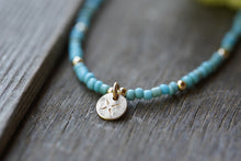 Load image into Gallery viewer, Lumiere Necklace in light blue seed beads - 14k Gold Fill - extends 16-18"
