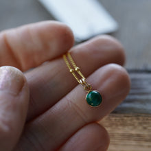 Load image into Gallery viewer, Malachite Necklace in 14k Gold FIll - 6mm round on bead chain - personal growth &amp; transformation
