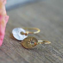 Load image into Gallery viewer, Gold Tiny Coin Earrings in 14k Gold Fill
