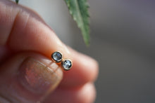 Load image into Gallery viewer, Teal-y Blue rose cut Montana Sapphire 4mm Studs in 14k Gold Fill
