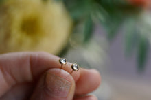 Load image into Gallery viewer, Lightest Green Gray rose cut Montana Sapphire 4mm Studs in 14k Gold Fill
