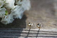 Load image into Gallery viewer, Lightest Green Gray rose cut Montana Sapphire 4mm Studs in 14k Gold Fill
