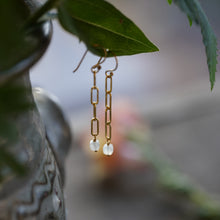 Load image into Gallery viewer, Paperclip Chain Dangle Earrings in Aquamarine
