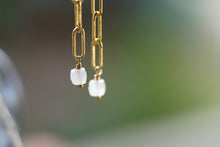Load image into Gallery viewer, Paperclip Chain Dangle Earrings in Aquamarine
