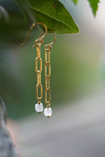Load image into Gallery viewer, Paperclip Chain Dangle Earrings in Aquamarine
