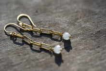 Load image into Gallery viewer, Paperclip Chain Dangle Earrings in Aquamarine
