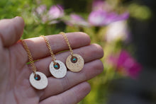 Load image into Gallery viewer, Soleil Coin Necklace in Turquoise- 14k Gold Fill &amp; Nugget Turquoise charm
