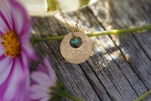 Load image into Gallery viewer, Soleil Coin Necklace in Turquoise- 14k Gold Fill &amp; Nugget Turquoise charm
