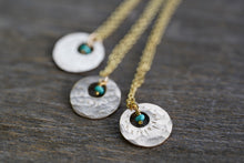 Load image into Gallery viewer, Soleil Coin Necklace in Turquoise- 14k Gold Fill &amp; Nugget Turquoise charm
