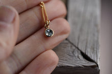 Load image into Gallery viewer, Sage Green with dark inclusions 6mm rose cut Montana Sapphire Necklace in 14k Gold Fill
