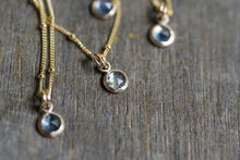 Load image into Gallery viewer, Sage Green with dark inclusions 6mm rose cut Montana Sapphire Necklace in 14k Gold Fill
