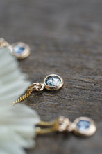 Load image into Gallery viewer, Sage Green with dark inclusions 6mm rose cut Montana Sapphire Necklace in 14k Gold Fill
