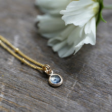 Load image into Gallery viewer, True Denim Blue with dark inclusion 6mm rose cut Montana Sapphire Necklace in 14k Gold Fill
