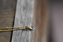 Load image into Gallery viewer, True Denim Blue with dark inclusion 6mm rose cut Montana Sapphire Necklace in 14k Gold Fill

